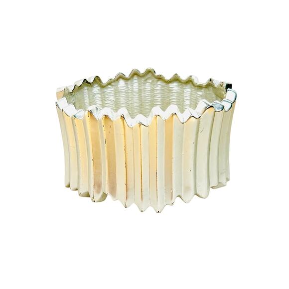 Silver Tone Rigged Chunky Statement Hinged Bangle Bracelet - Picture 3 of 4